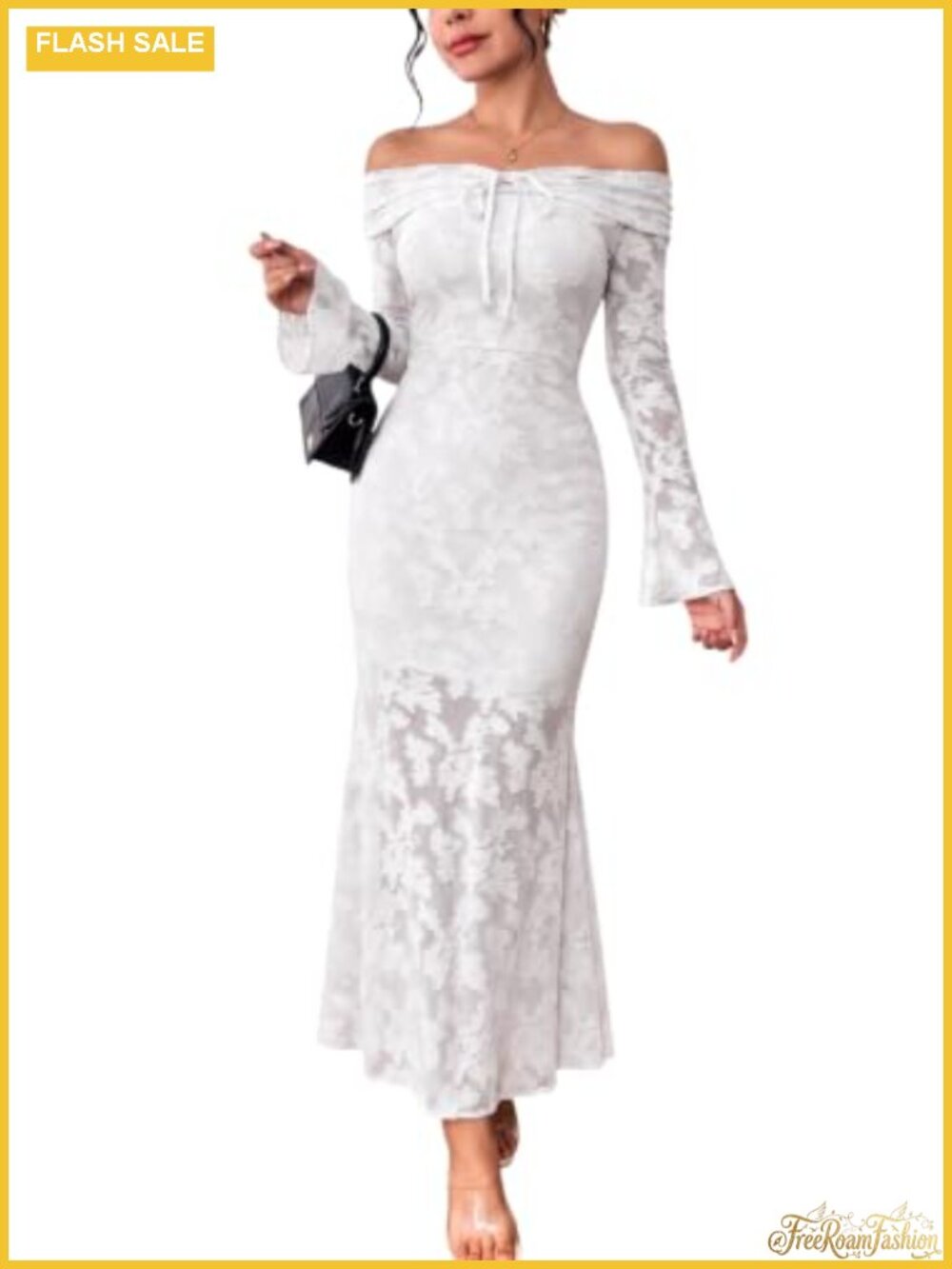 Off Shoulder Bell Sleeve Mermaid Bodycon Formal Dress